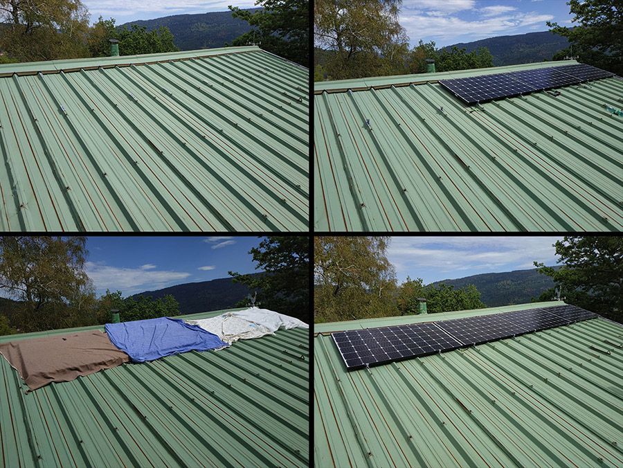 Etape de l'installation des fixations panneaux sur toiture