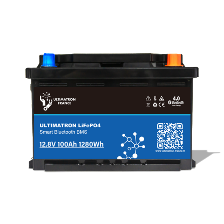 Ultimatron - Batterie lithium LiFePO4 12.8V 100Ah Avec Bluetooth et Smart BMS int&eacute;gr&eacute;