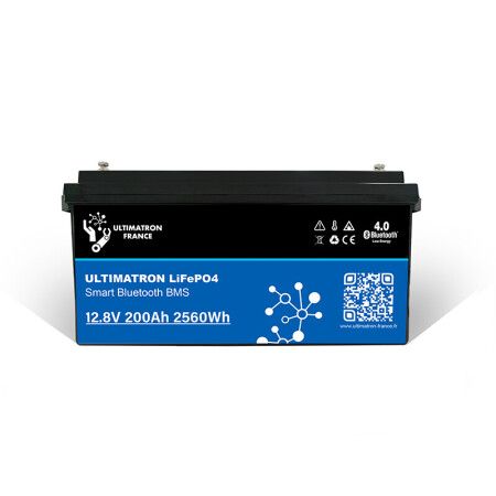 Ultimatron Batterie Lithium 12.8V 200Ah PRO LiFePO4 Smart BMS Avec Bluetooth