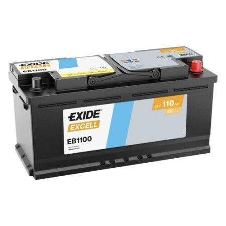 Batterie Exide Excell EB1100 12V 110Ah 850A, vue trois quarts