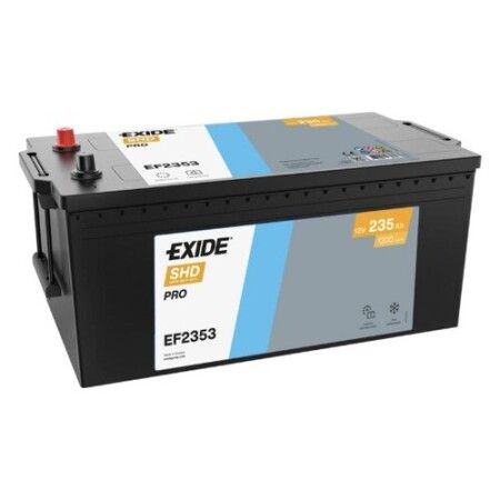 Batterie camion Exide SHD PRO EF2353 12V 235Ah 1300A, vue trois quarts