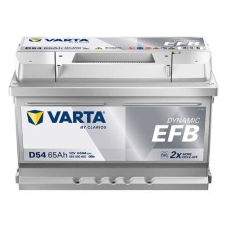 Batterie Varta Blue Dynamic EFB D54 12V 65Ah 650A, vue trois quarts