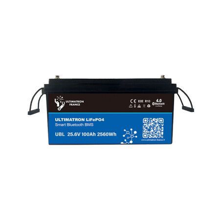Ultimatron Batterie Lithium 25.6V 100Ah PRO LiFePO4 Smart BMS Avec Bluetooth