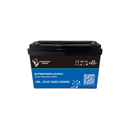 Ultimatron Batterie Lithium 25.6V 54Ah LiFePO4 Smart BMS Avec Bluetooth